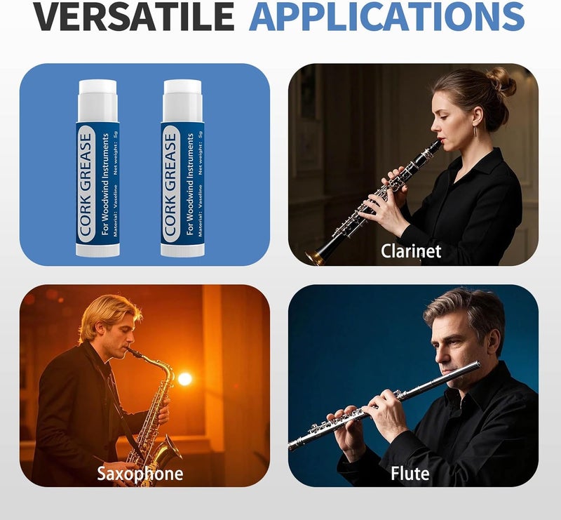 SOUNDACTURE 2PCS Cork Grease for Clarinet, Saxophone, Alto Sax, Woodwind Instrument Maintenance, Lubricant for Cork Joints, Easy-to-Use Grease Tube for Woodwind Care - Image 5